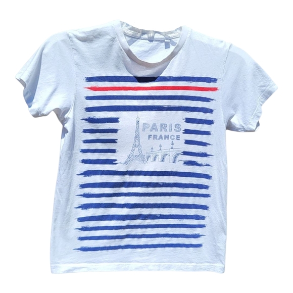 Casual Kids White Blue & Red Short Sleeve Paris T-Shirt - Size 12Y - Picture 1 of 5